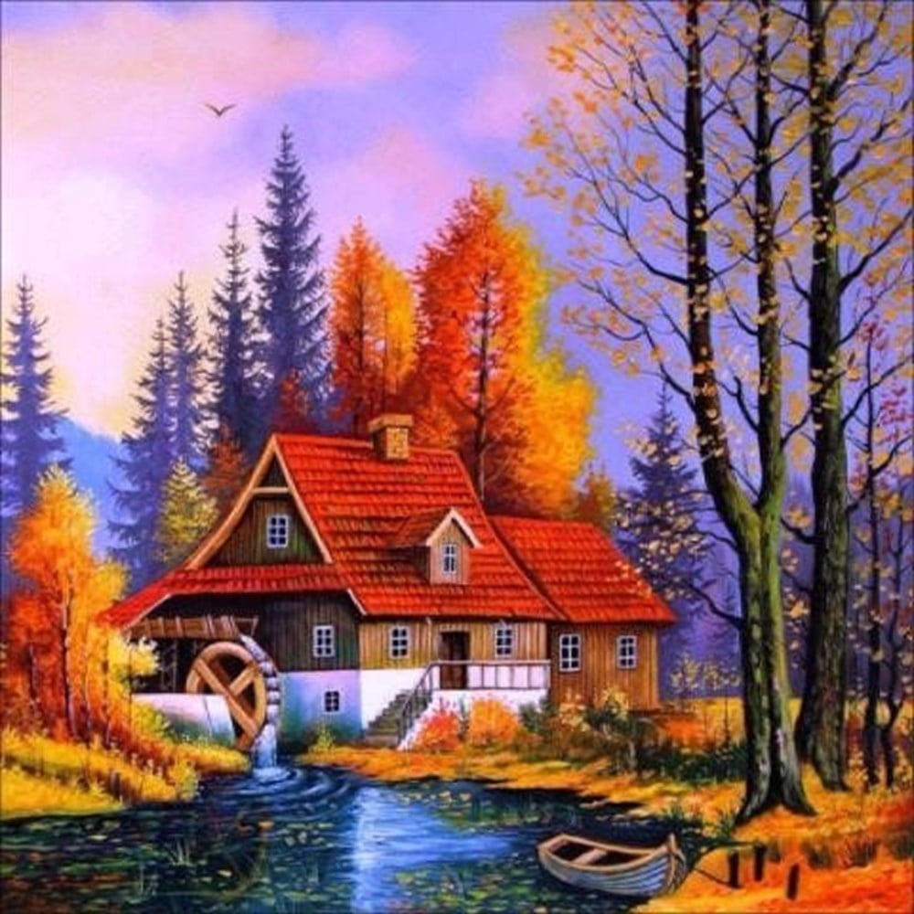 Yaprak Dökümü Elmas Mozaik Tablo 56x56cm