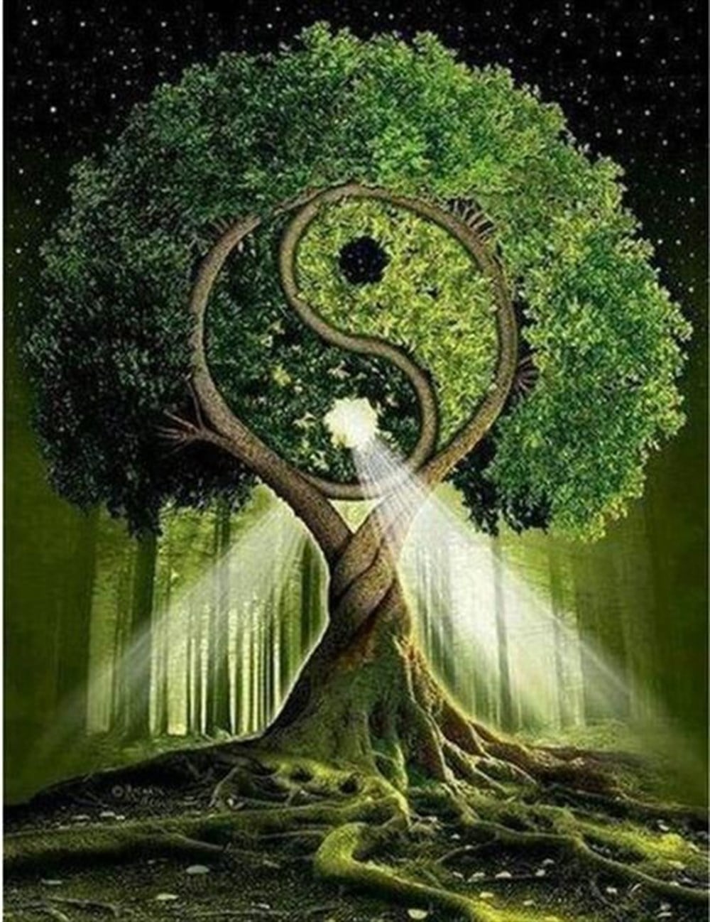 Ying Yang Ağacı Elmas Mozaik Tablo