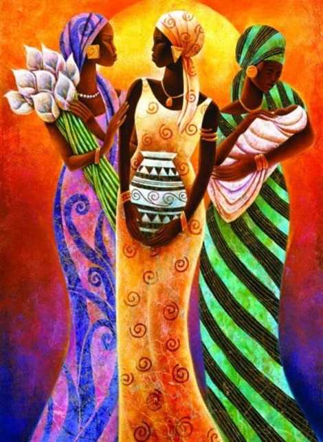 Marcel Sanat Afrikalı Kadınlar Elmas Mozaik Tablo 45x60cm