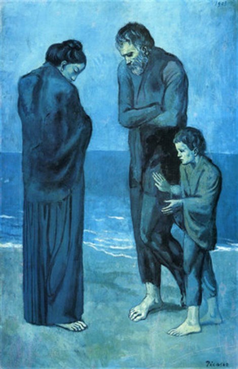 Picasso- les pauvres au bord de la mer, 1903 Elmas Mozaik Tablo