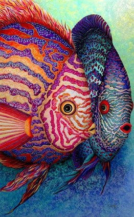 Aşk Balıkları Elmas Mozaik Tablo 41x66cm