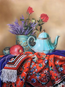 ÇİÇEKMarcel Sanat Elmas Mozaik Tablo & Diamond Painting TurkeyM20176229Mor Çiçekler Ve Mavi Çaydanlık Marcel Sanat Elmas Mozaik Tablo 46X61cm