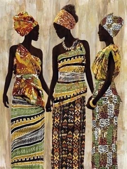 Marcel Sanat Afrikalı Kadınlar 48x66Yuvarlak Taş Elmas Mozaik Tablo