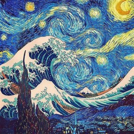 Van Gogh Yıldızlı Gece Özel Elmas Mozaik Tablo 56x56cm