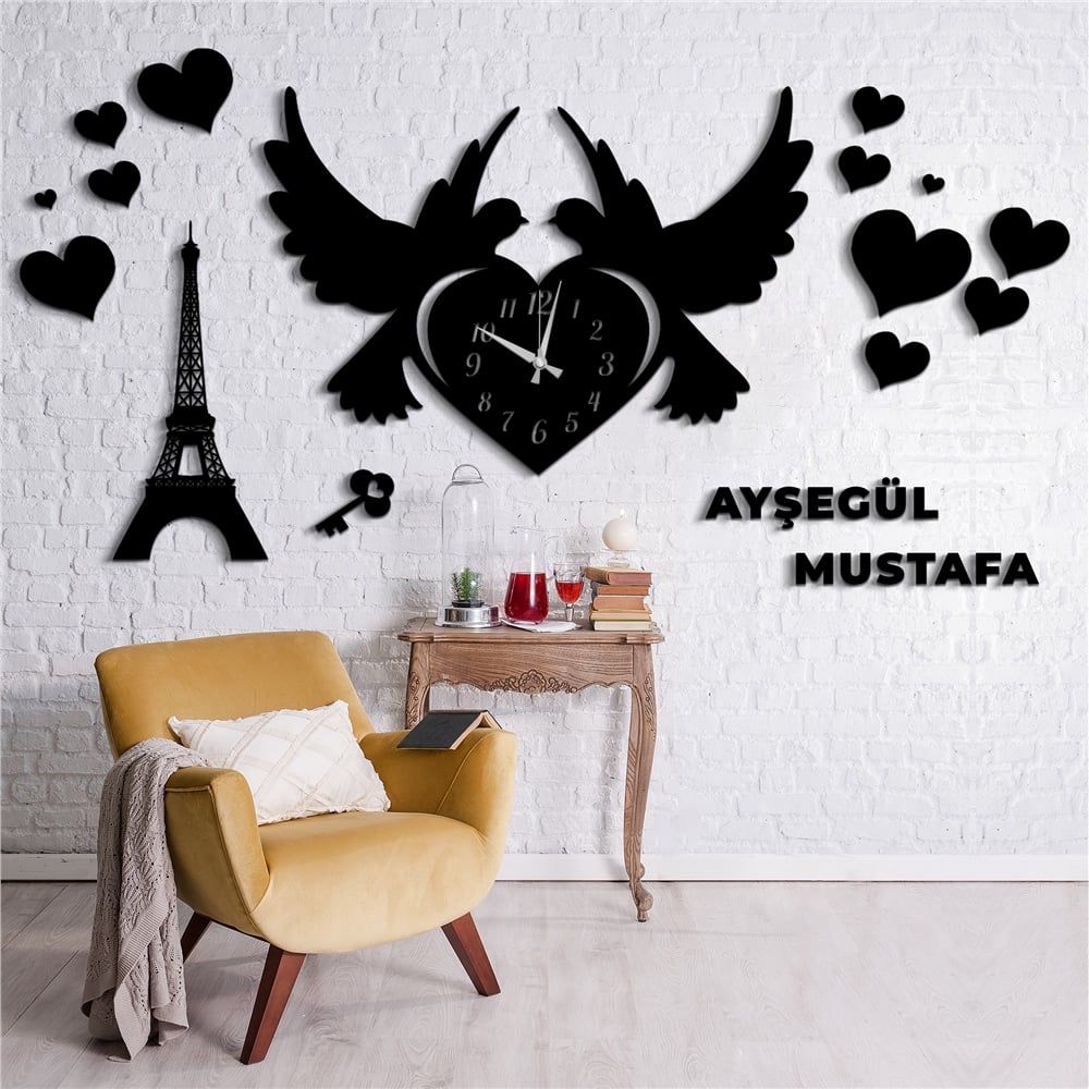 Aşk Perisi Kişiye Özel Saat Dekor Set
