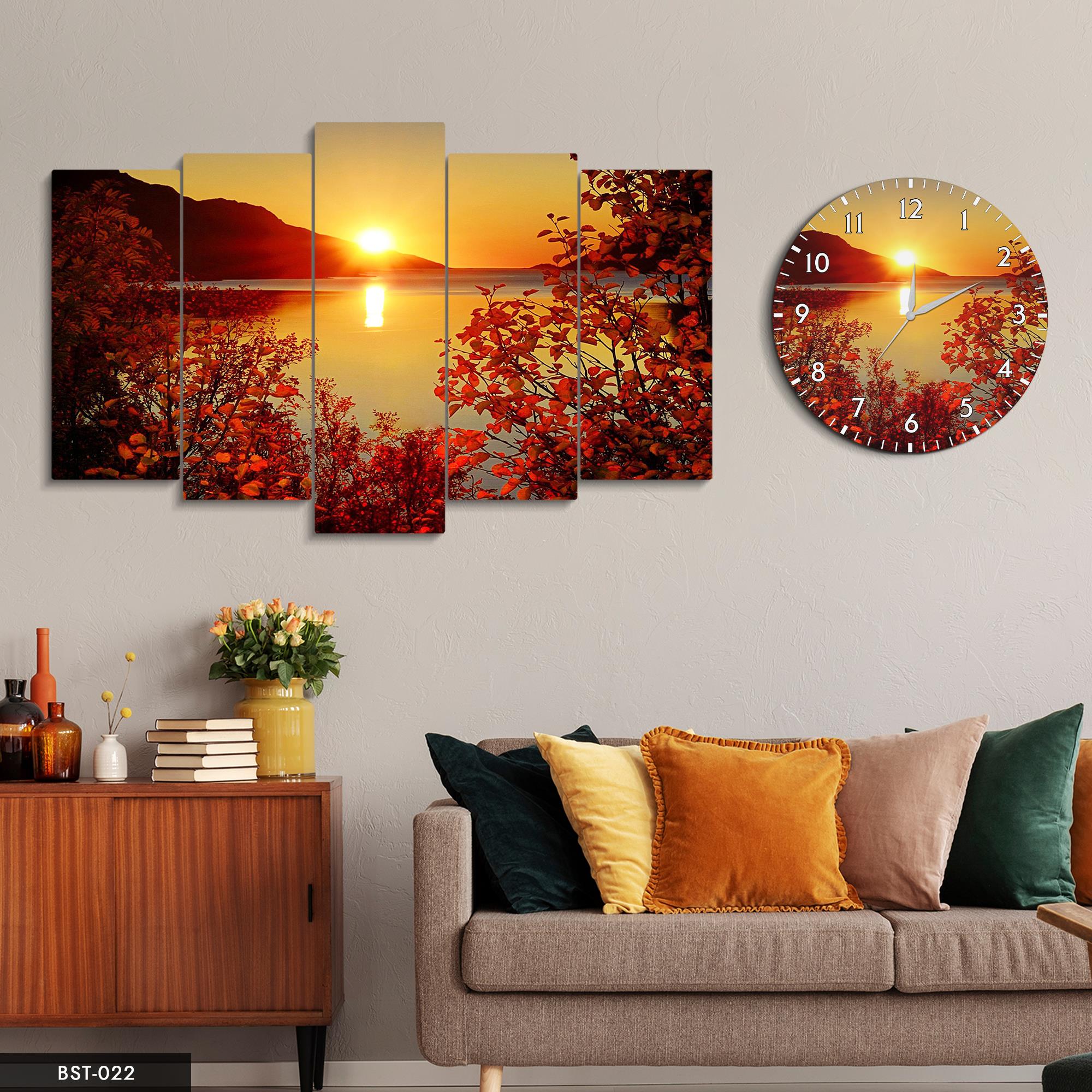 Batan Güneş MDF Tablo Saatli Set