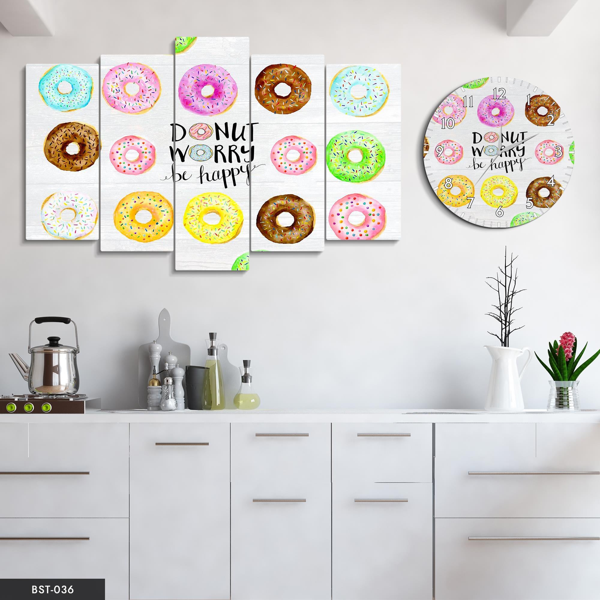 Be Happy MDF Tablo Saatli Set