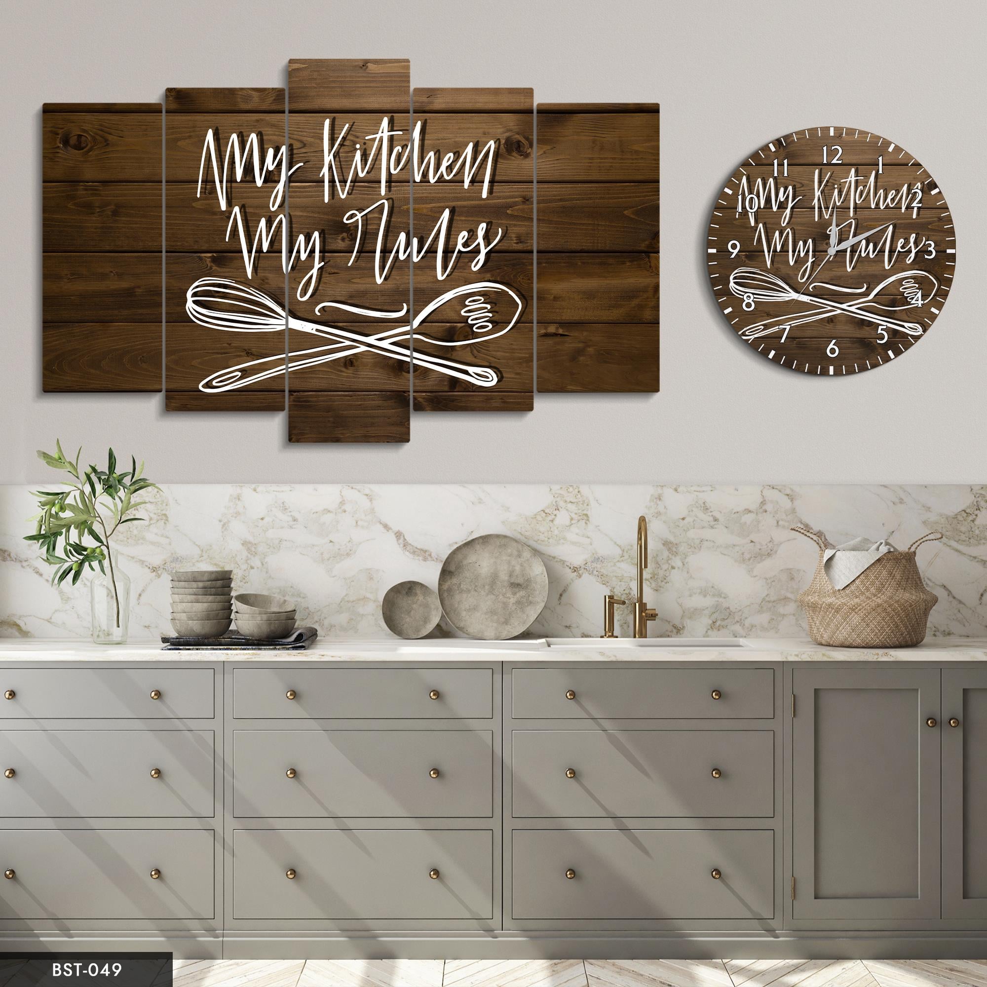 Benim Mutfağım MDF Tablo Saatli Set