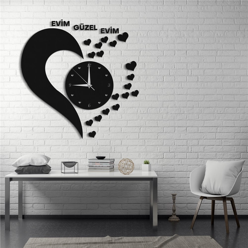 Kelebek Aile Kişiye Özel Dekor Saat Set