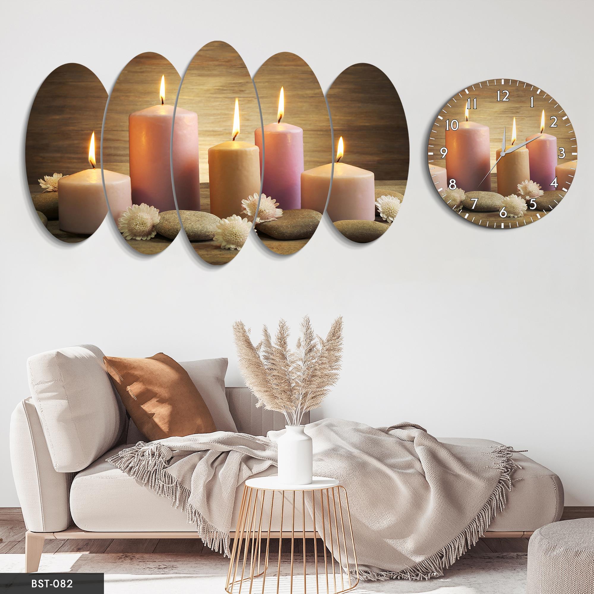 Papatya Mumlar MDF Tablo Saatli Set