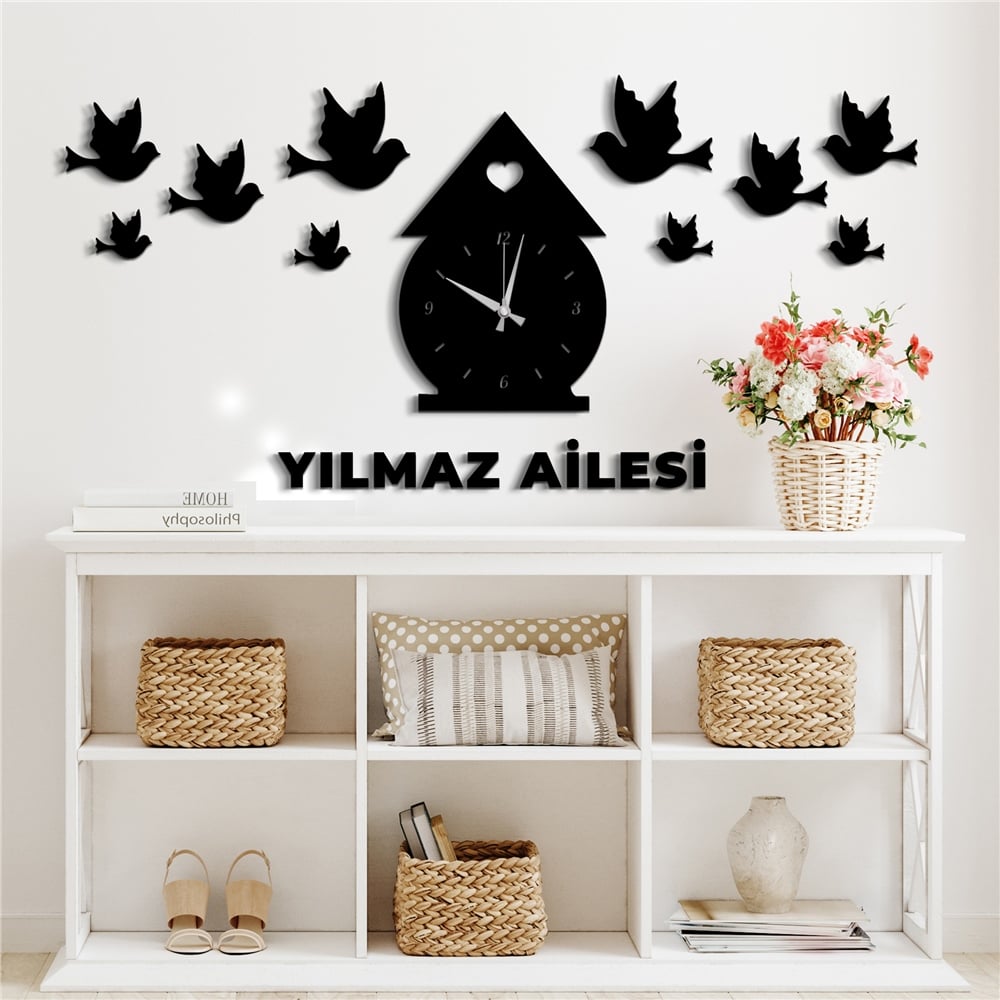Aşık Kediler Kişiye Özel Dekor Saat Set