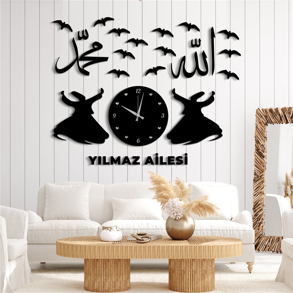 Bayan Kuaför Kişiye Özel Dekor Saat Set