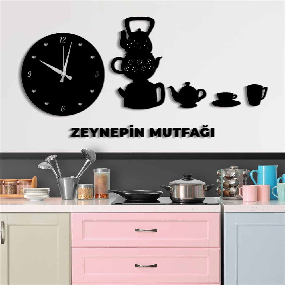 Çay Saati Kişiye Dekor Saat Set