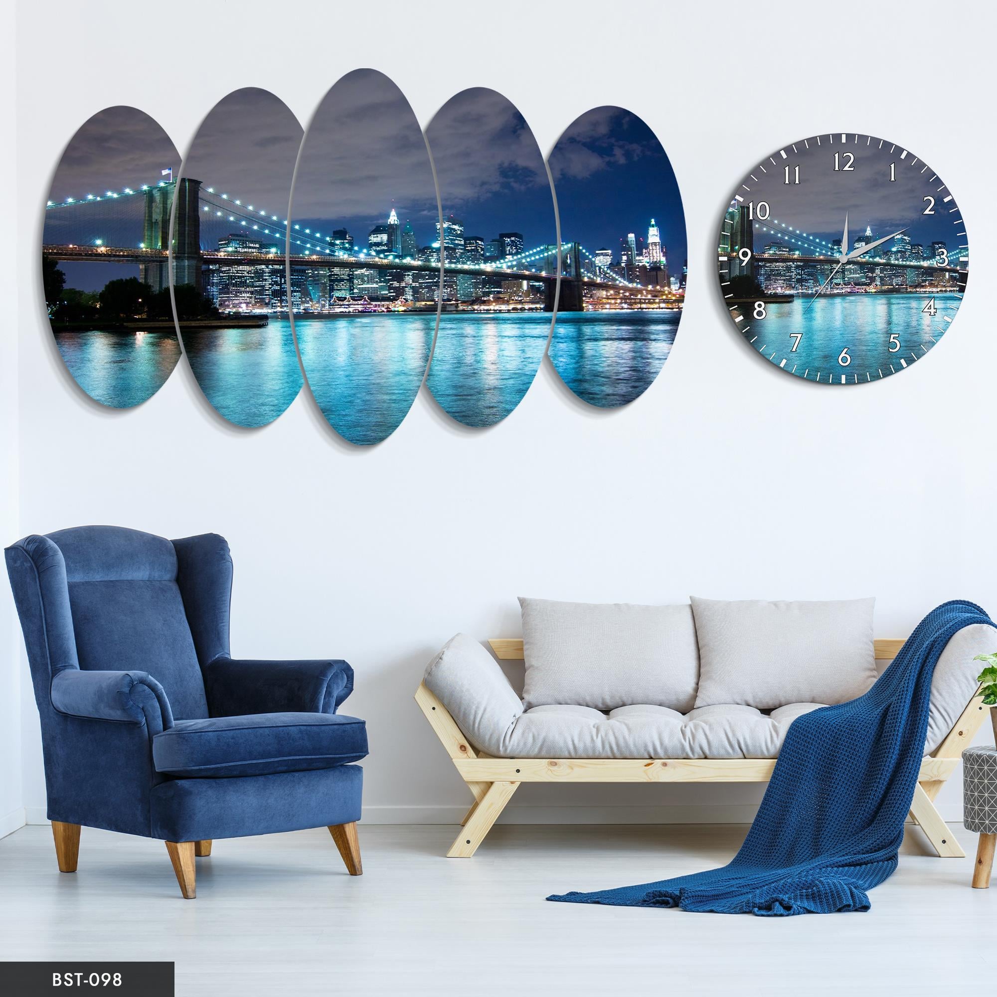 İstanbul Boğaz Manzara MDF Tablo Saatli Set