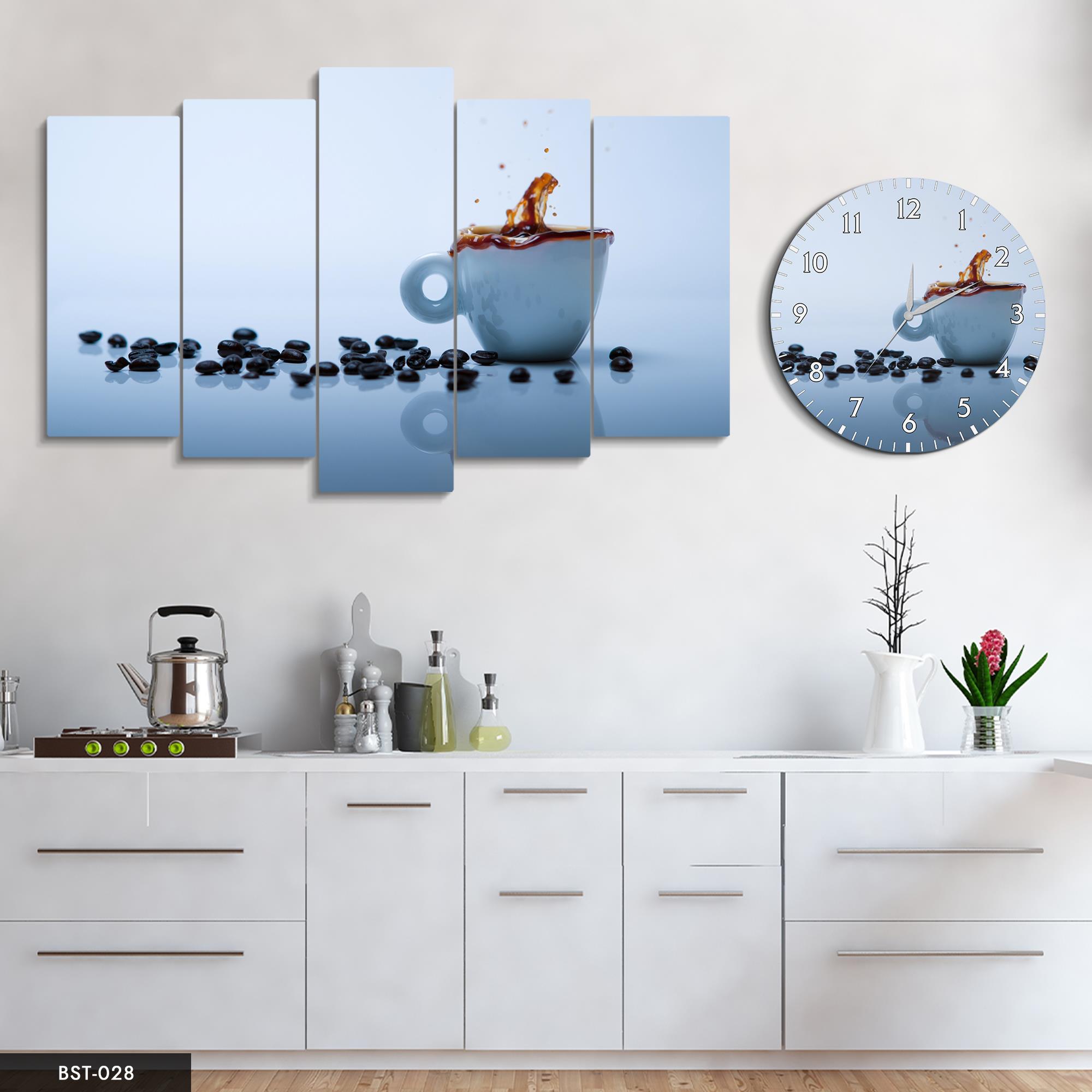 Kahve MDF Tablo Saatli Set