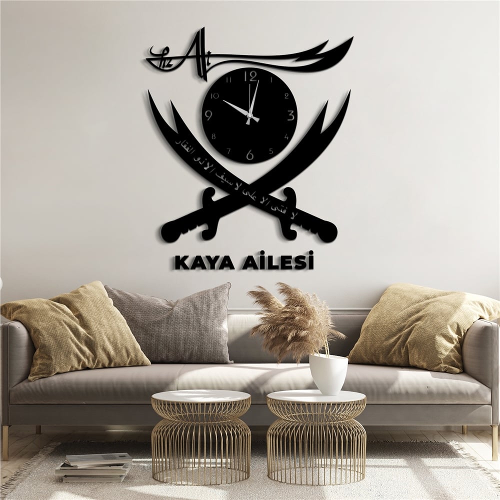 Kuğu Ailesi Kişiye Özel Dekor Saat Set