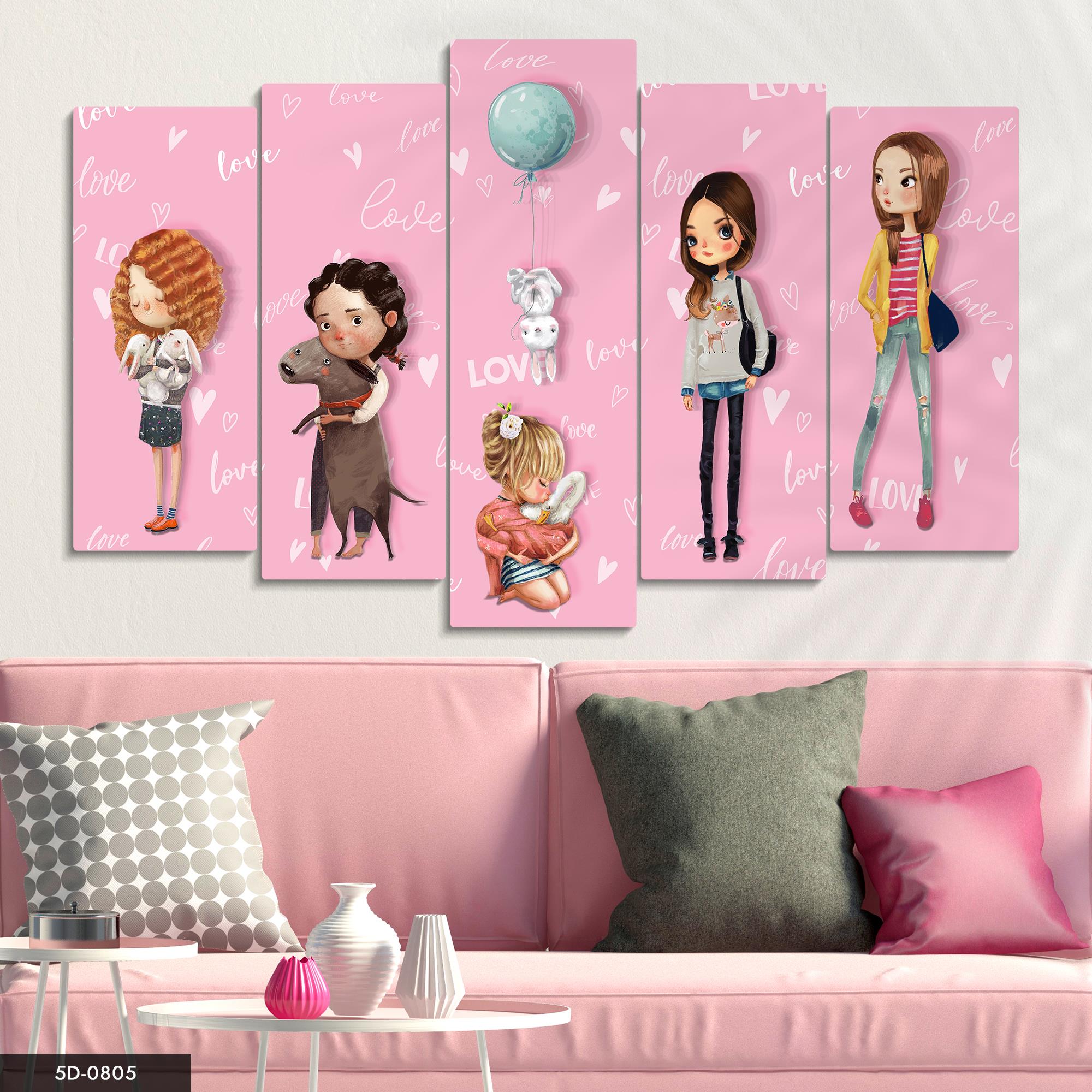 Love Çocuk Odası  5 Parçalı Mdf Tablo