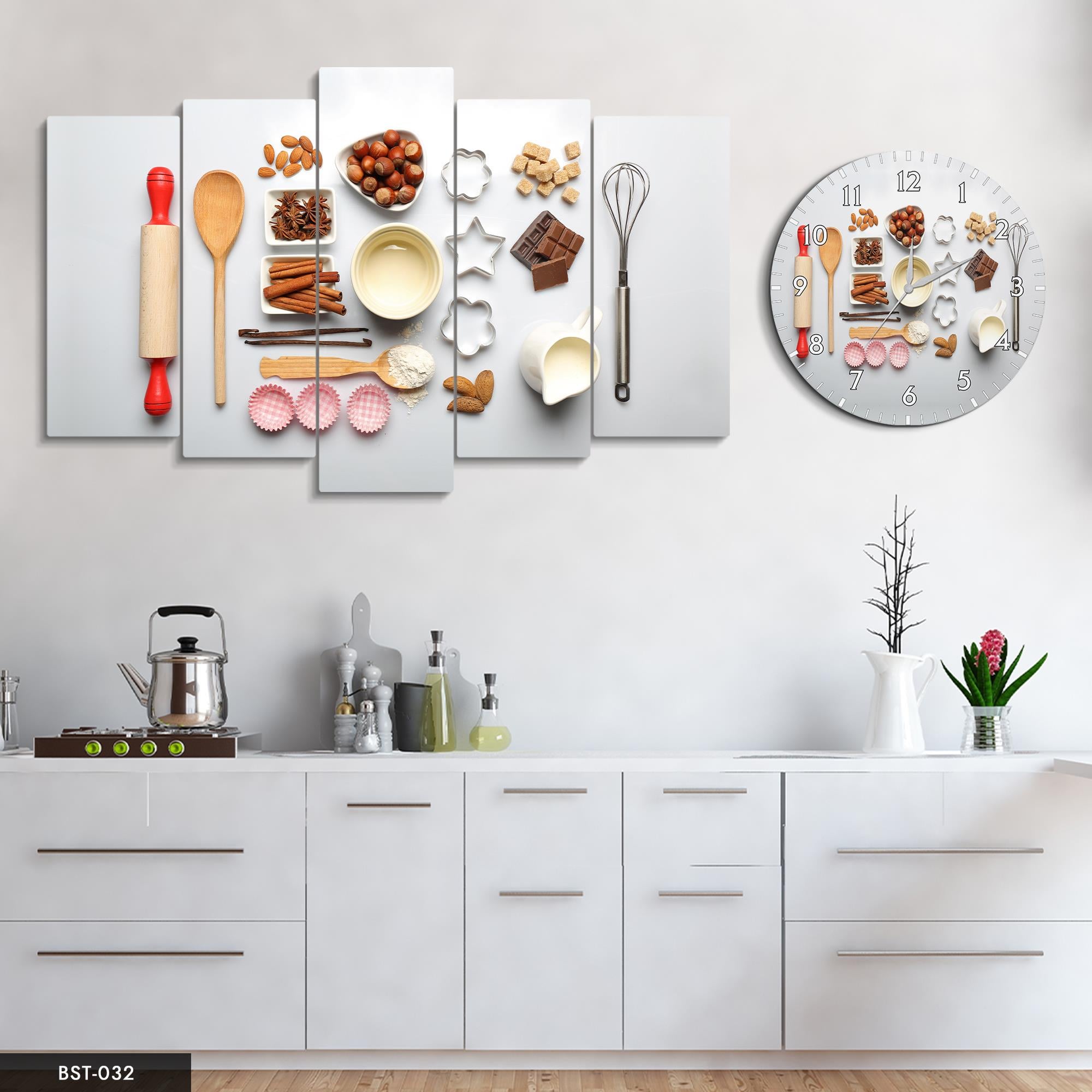 Mutfak MDF Tablo Saatli Set