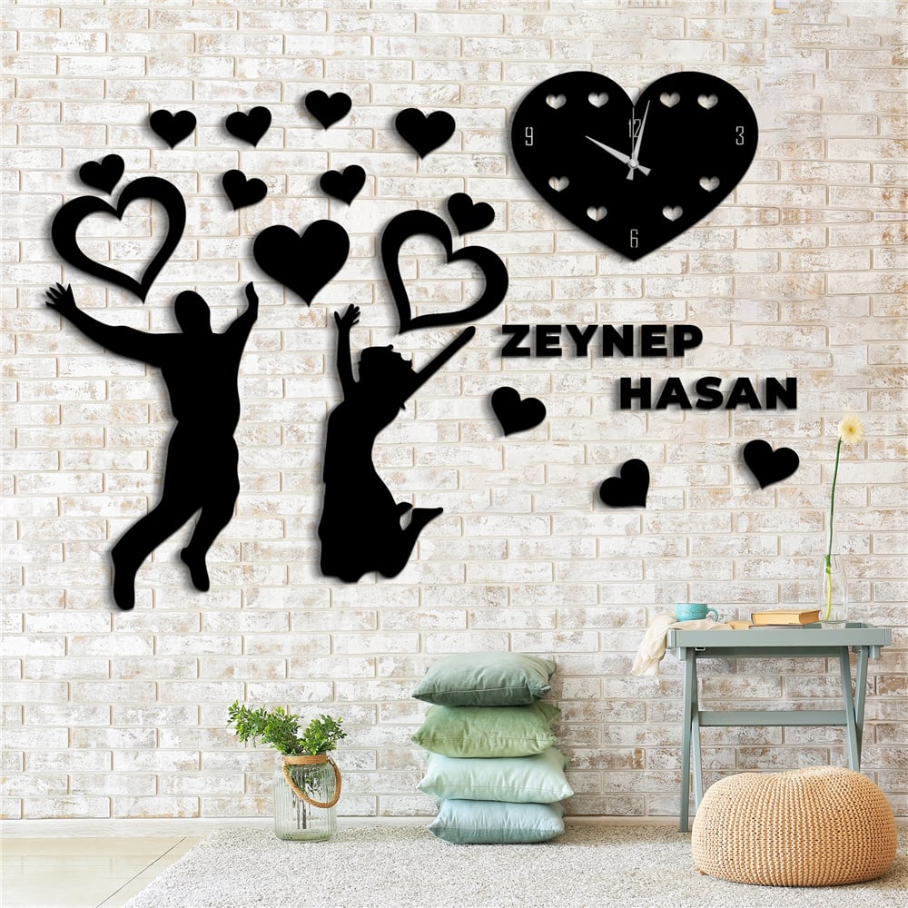 Mutluluk Kişiye Özel Dekor Saat Set