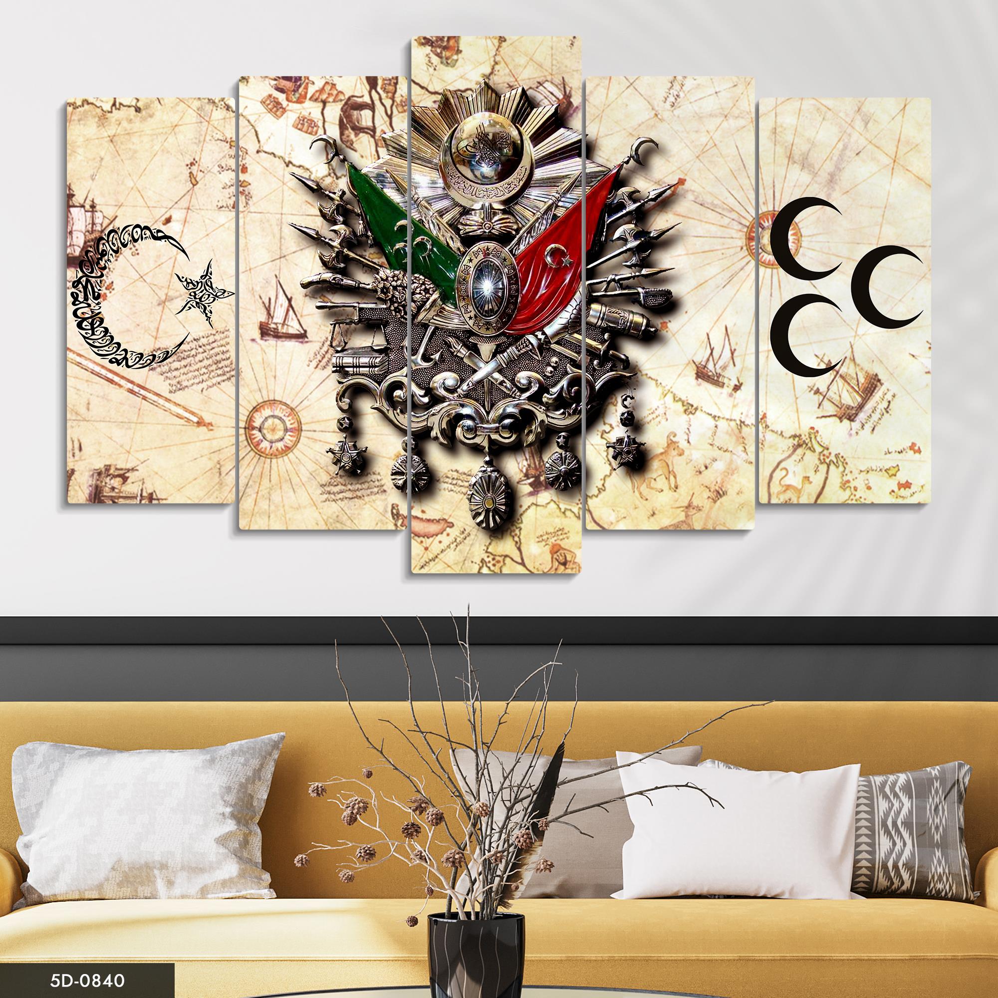 Osmanlı İzleri Modern Sanat İzleri 5 Parçalı Mdf Tablo