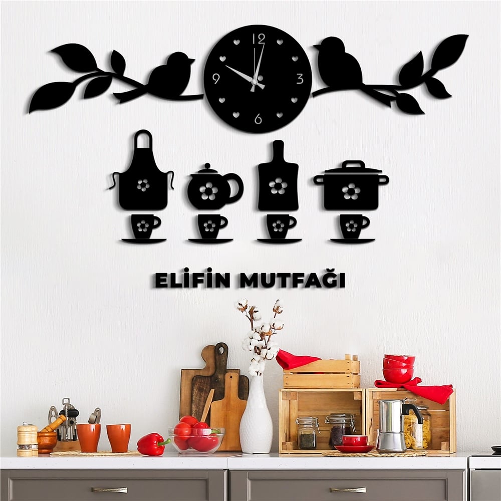 Peri Kelebek Kişiye Özel Dekor Saat Set
