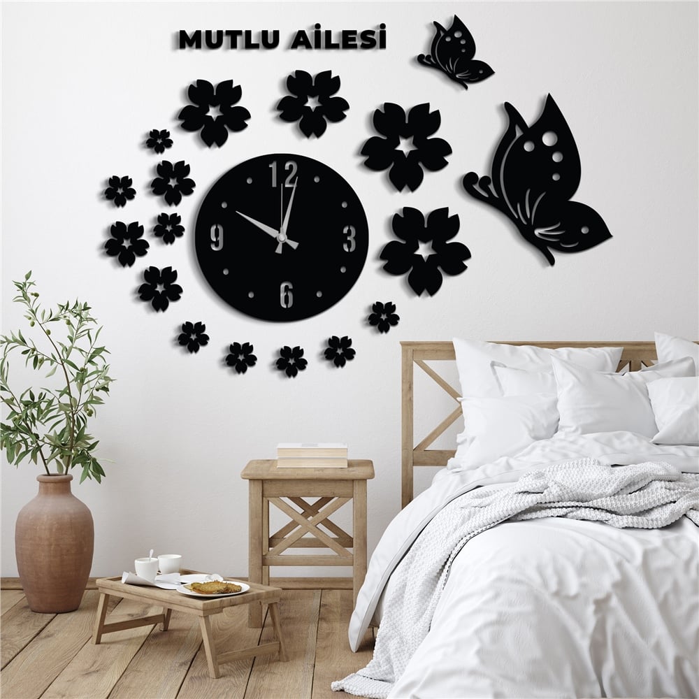 Sevgi Çiçekleri Kişiye Özel Dekor Saat Set
