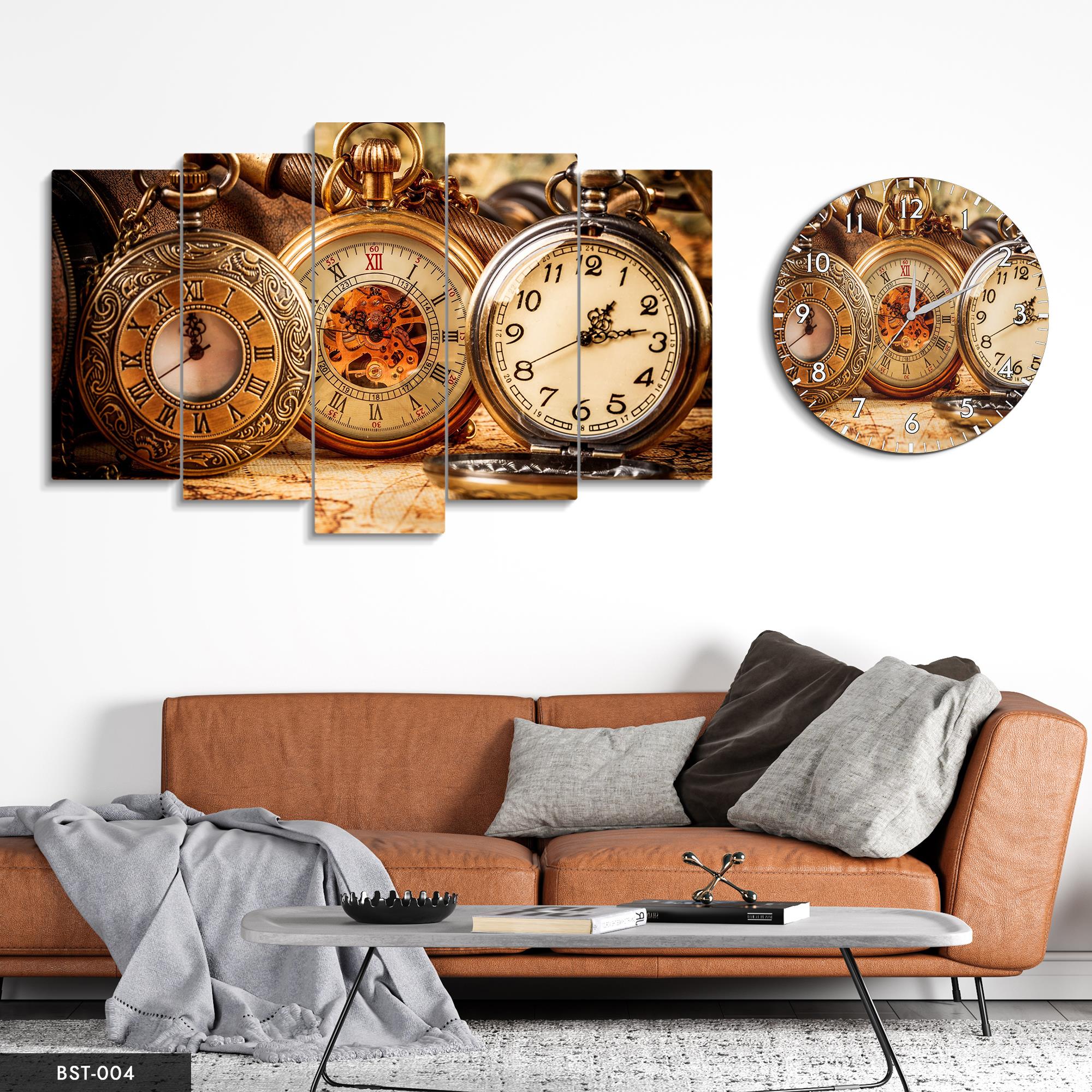 Zamanın Önemi MDF Tablo Saatli Set