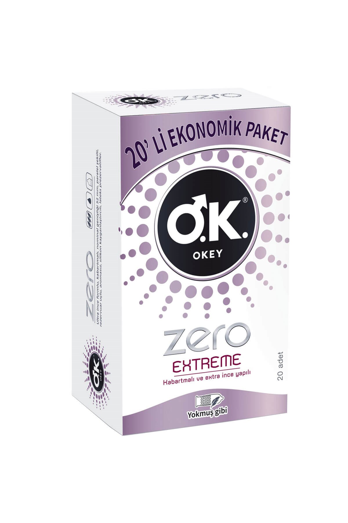 Okey Zero Extreme Kabartmalı & Ekstra İnce 20'li Prezervatif - Andia