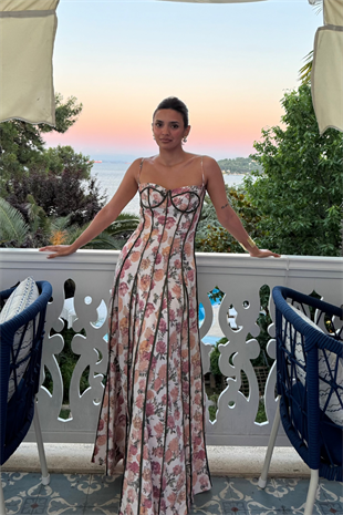 Askılı Desenli Elbise