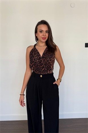 Bağlamalı Bodysuit-Leopar