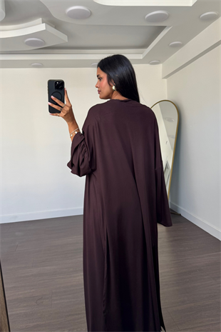 Bluz Pantolon Kimono Takım-Kahve