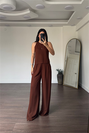 Bluz Pantolon Takım-Kahve