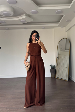 Bluz Pantolon Takım-Kahve