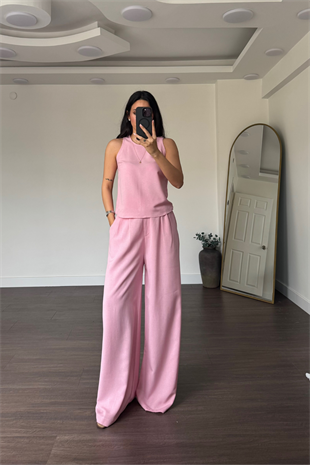 Bluz Pantolon Takım-Pembe