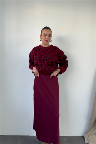 Bordo Saten Etek