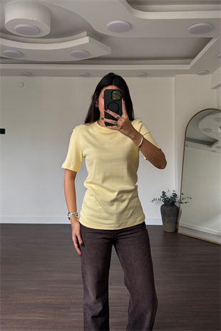 Cs Premium Pamuklu Tişört-Sarı
