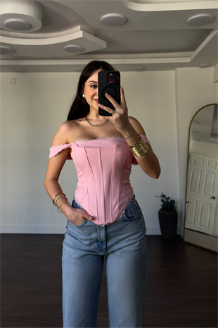 Dantel Detaylı Büstiyer-Pembe