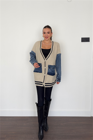 Denim Cep Detaylı Hırka