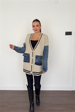 Denim Cep Detaylı Hırka