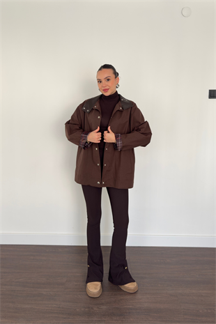 Ekose Astarlı Trençkot-Kahve