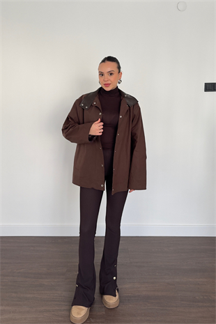 Ekose Astarlı Trençkot-Kahve