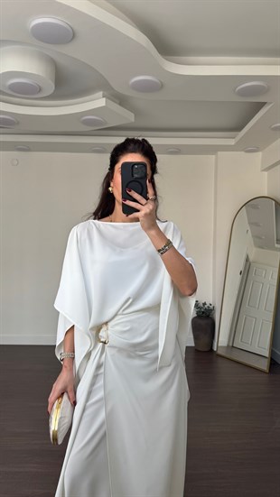 Etek Pantolon Bluz Takım-Ekru