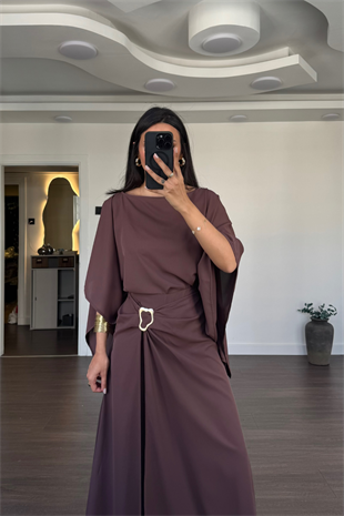 Etek Pantolon Bluz Takım-Kahve