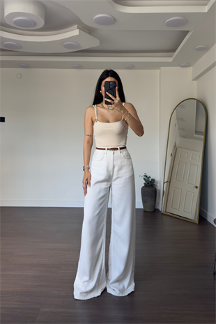 Gold Aksesuar Detaylı Bodysuit-Krem