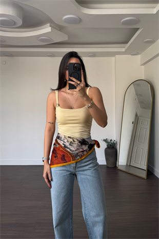 Gold Aksesuar Detaylı Bodysuit-Sarı