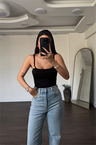 Gold Aksesuar Detaylı Bodysuit-Siyah