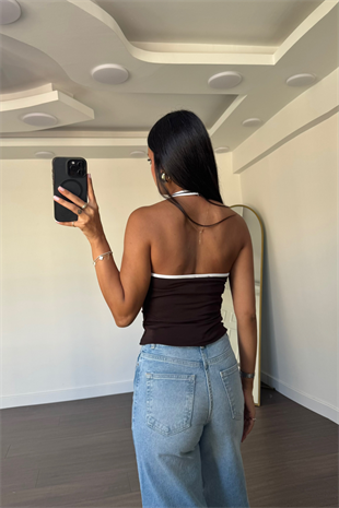 Halter Yaka Biyeli Atlet-Kahve