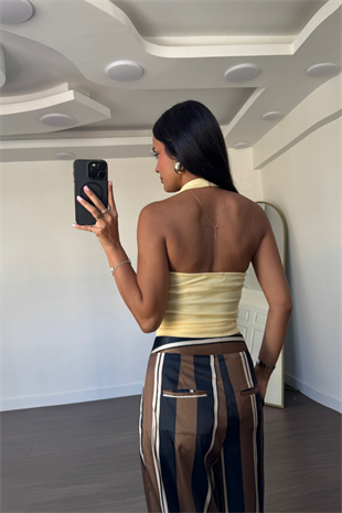 Halter Yaka Sırt Dekolteli Atlet-Sarı