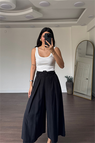 Kemerli Pantolon-Siyah