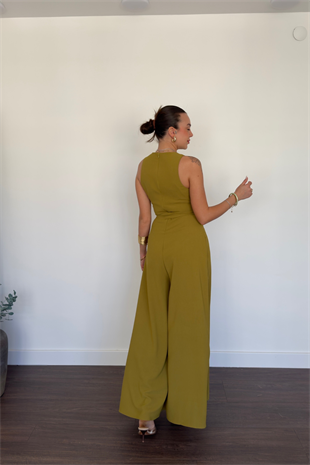 Kuşak Detaylı Tulum-Y.Yeşili